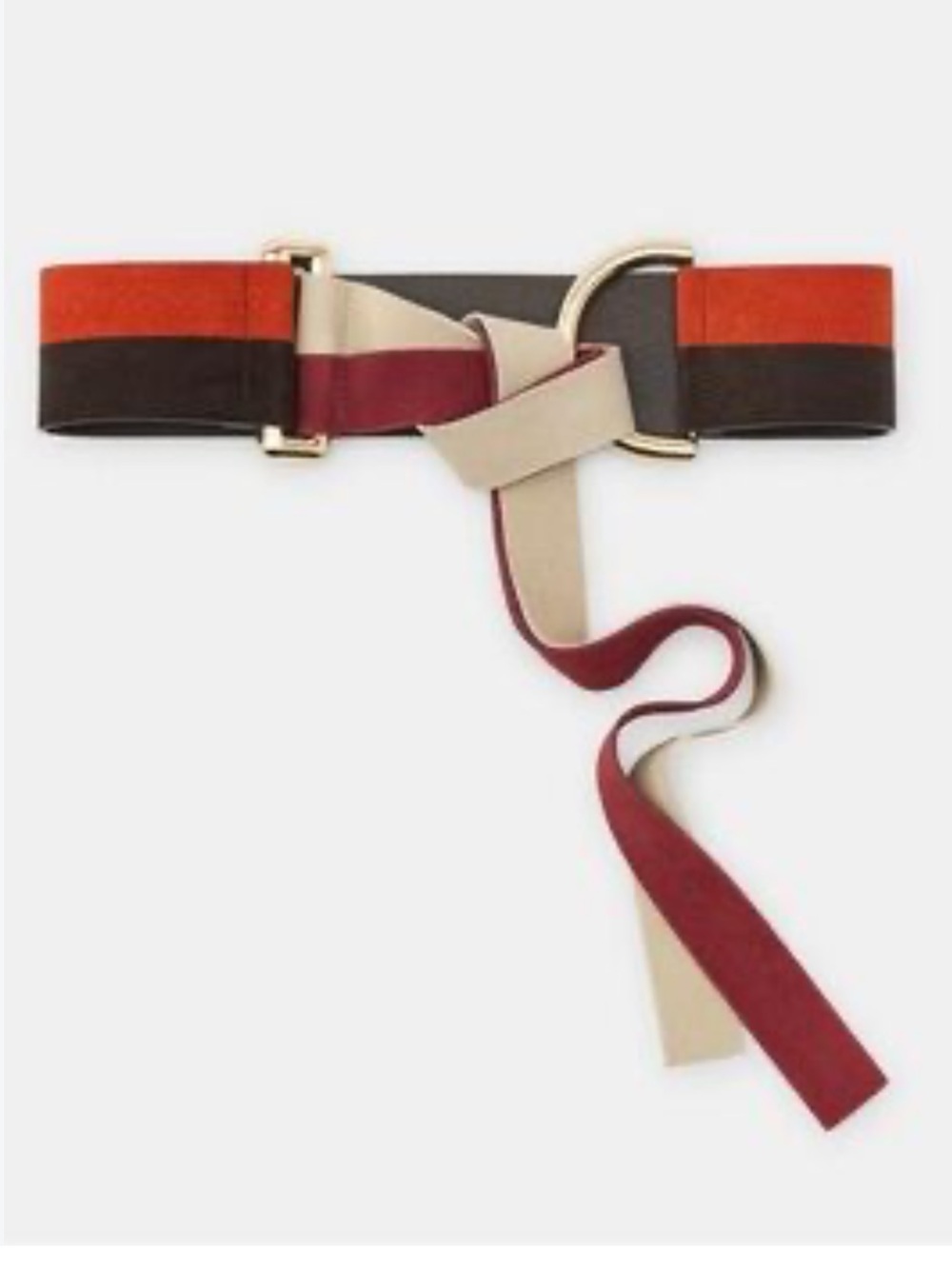 ZARA 100% Split Suede Double Strap Leather Belt US 34 NWT Tie Wrap Gold Buckle